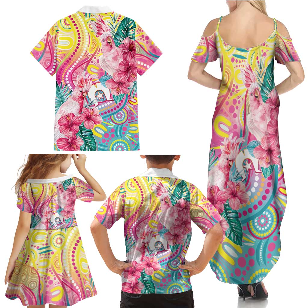 Australia Indigenous NAIDOC Week With Cockatoos Family Matching Summer Maxi Dress and Hawaiian Shirt