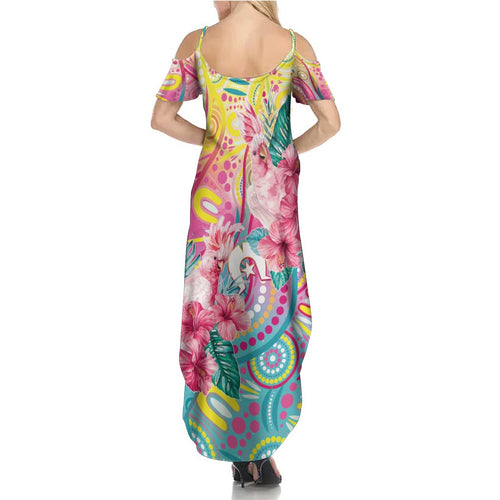 Australia Indigenous NAIDOC Week With Cockatoos Family Matching Summer Maxi Dress and Hawaiian Shirt