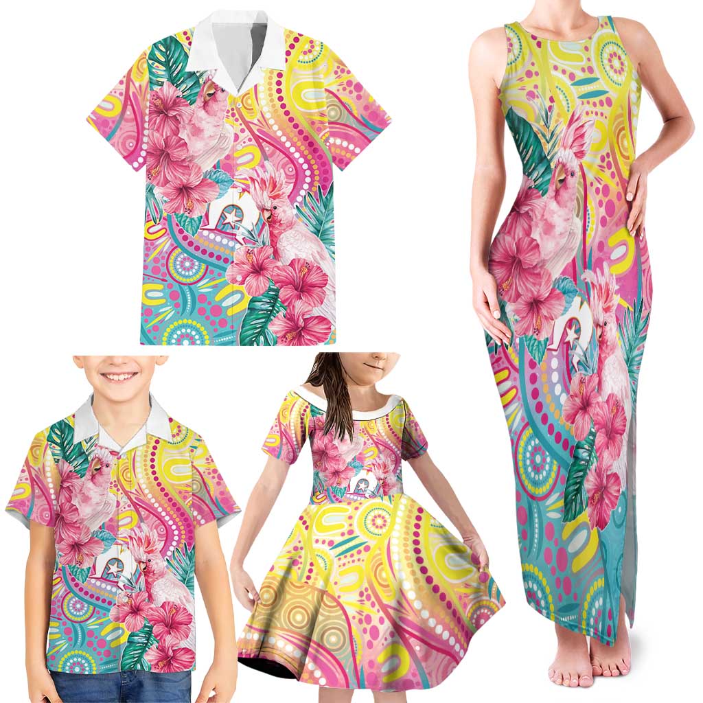 Australia Indigenous NAIDOC Week With Cockatoos Family Matching Tank Maxi Dress and Hawaiian Shirt