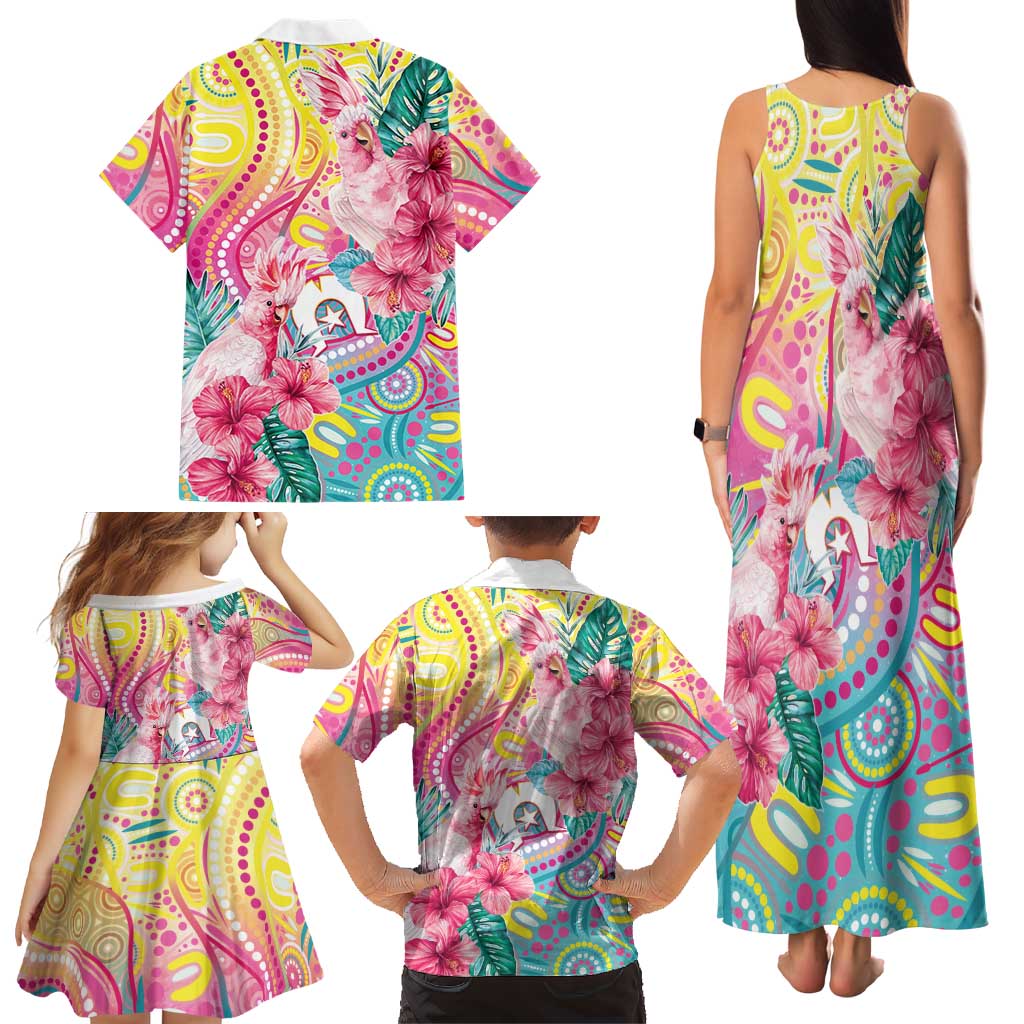 Australia Indigenous NAIDOC Week With Cockatoos Family Matching Tank Maxi Dress and Hawaiian Shirt