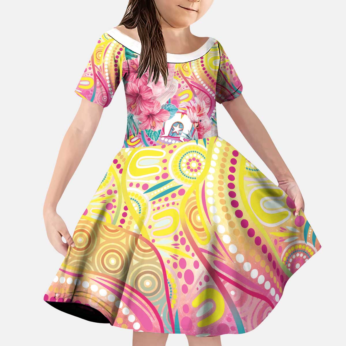 Australia Indigenous NAIDOC Week With Cockatoos Kid Short Sleeve Dress