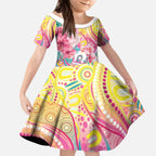 Australia Indigenous NAIDOC Week With Cockatoos Kid Short Sleeve Dress