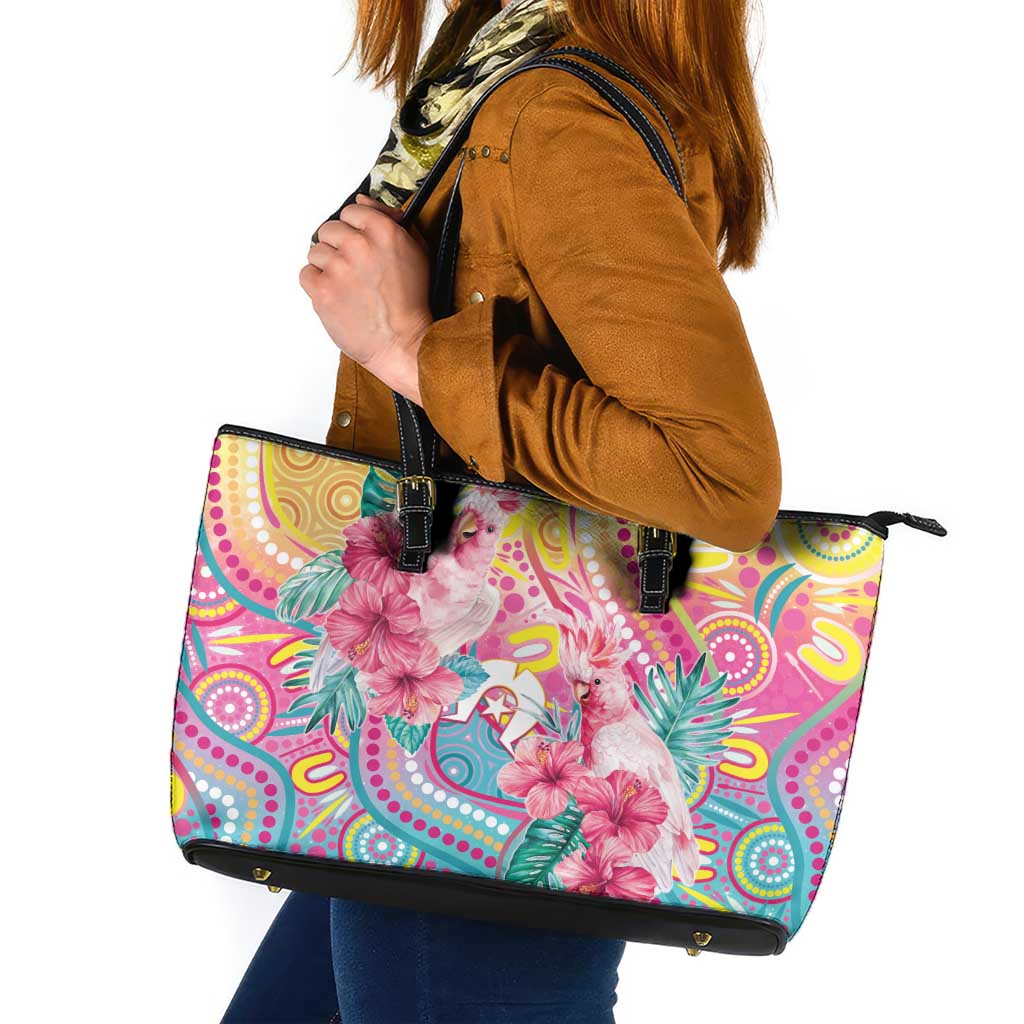Australia Indigenous NAIDOC Week With Cockatoos Leather Tote Bag