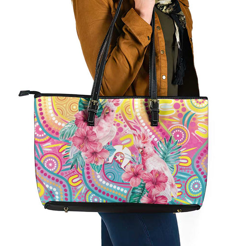Australia Indigenous NAIDOC Week With Cockatoos Leather Tote Bag