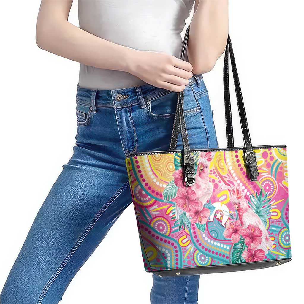 Australia Indigenous NAIDOC Week With Cockatoos Leather Tote Bag