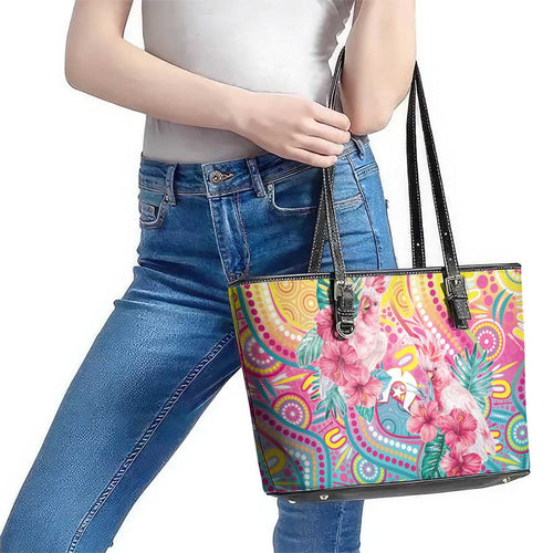 Australia Indigenous NAIDOC Week With Cockatoos Leather Tote Bag