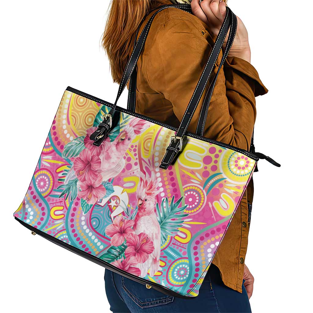 Australia Indigenous NAIDOC Week With Cockatoos Leather Tote Bag