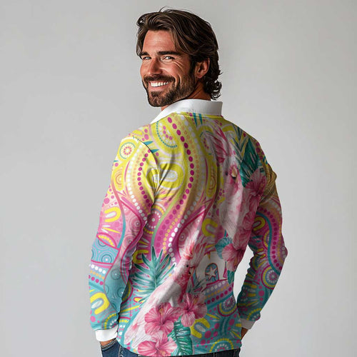 Australia Indigenous NAIDOC Week With Cockatoos Long Sleeve Polo Shirt