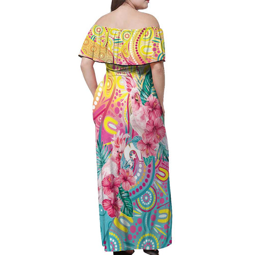 Australia Indigenous NAIDOC Week With Cockatoos Off Shoulder Maxi Dress