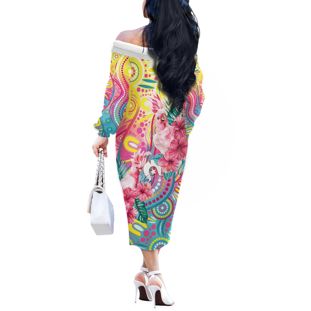 Australia Indigenous NAIDOC Week With Cockatoos Off The Shoulder Long Sleeve Dress