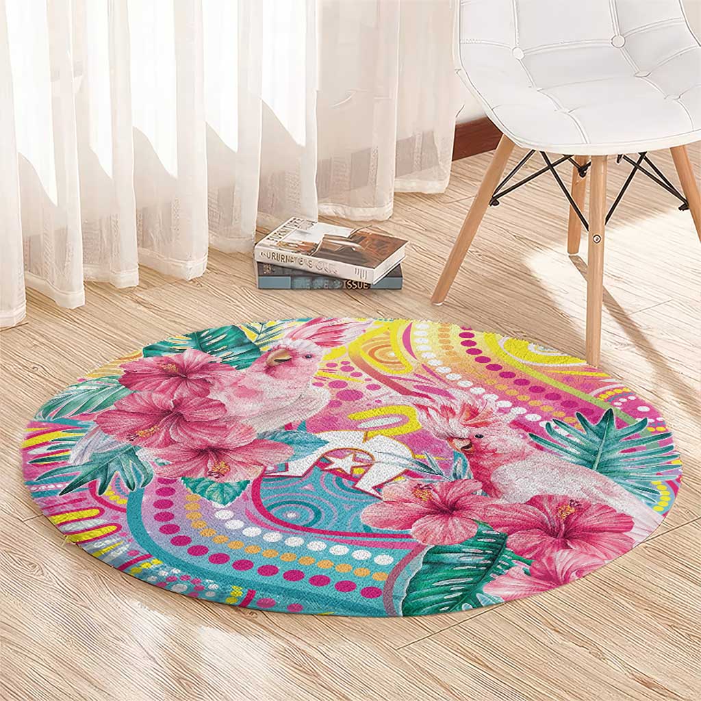 Australia Indigenous NAIDOC Week With Cockatoos Round Carpet