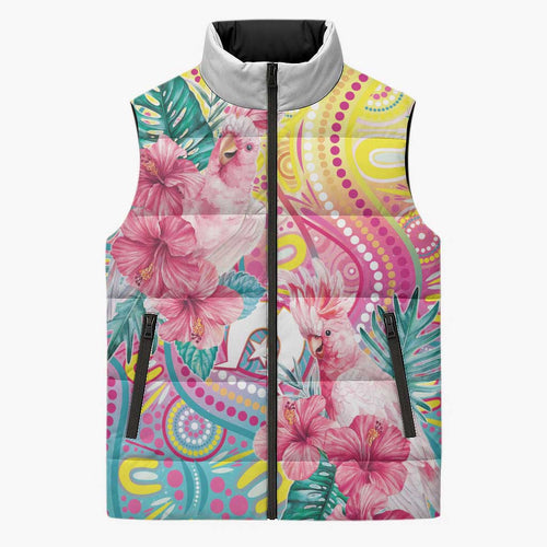 Australia Indigenous NAIDOC Week With Cockatoos Sleeveless Puffer Jacket