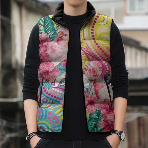 Australia Indigenous NAIDOC Week With Cockatoos Sleeveless Puffer Jacket