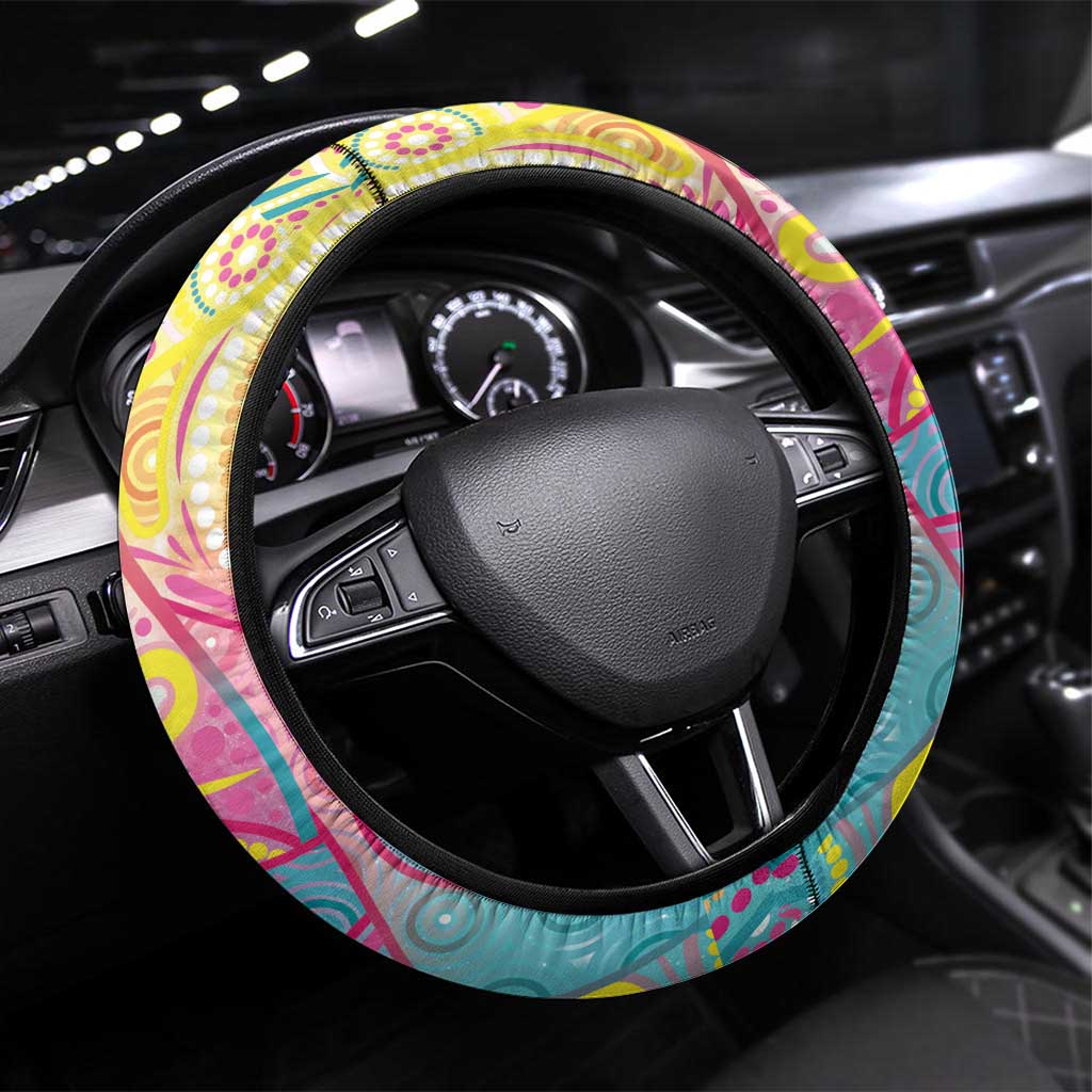 Australia Indigenous NAIDOC Week With Cockatoos Steering Wheel Cover