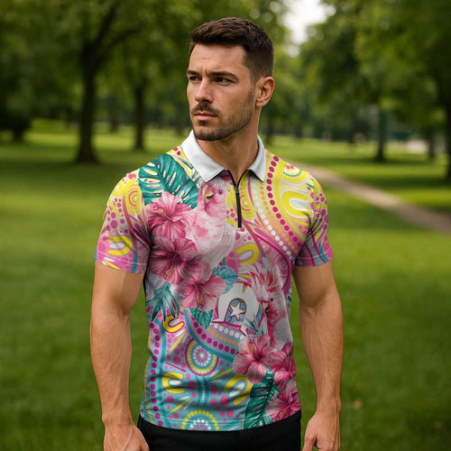 Australia Indigenous NAIDOC Week With Cockatoos Zipper Polo Shirt