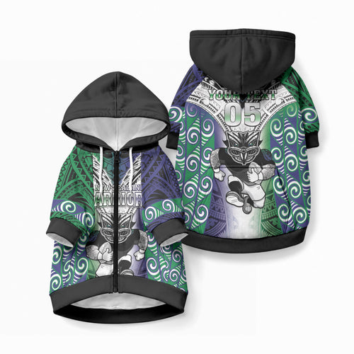 Custom New Zealand Warrior Pet Hoodie Maori Tribal Pattern