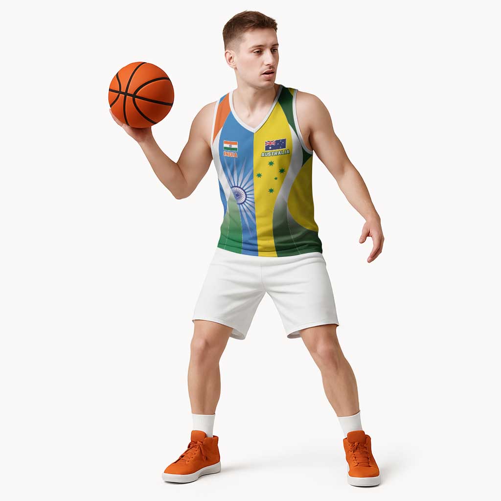 Custom India Vs Australia Cricket Basketball Jersey Final Matchup - Aussie Hoodie