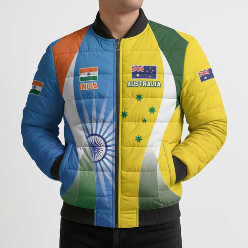 Custom India Vs Australia Cricket Bomber Puffer Jacket Final Matchup - Aussie Hoodie