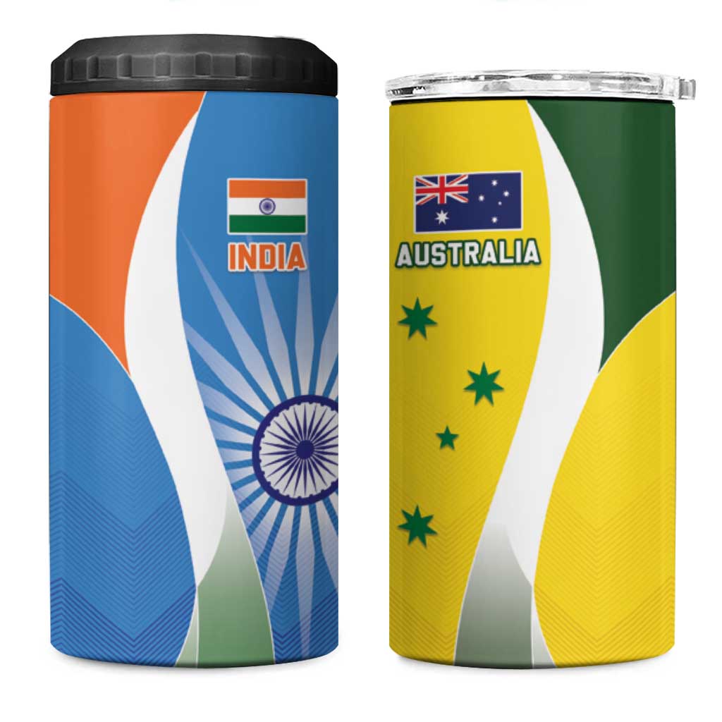 India Vs Australia Cricket 4 in 1 Can Cooler Tumbler Final Matchup - Aussie Hoodie