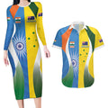 Custom India Vs Australia Cricket Couples Matching Long Sleeve Bodycon Dress and Hawaiian Shirt Final Matchup - Aussie Hoodie