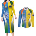Custom India Vs Australia Cricket Couples Matching Long Sleeve Bodycon Dress and Long Sleeve Button Shirt Final Matchup - Aussie Hoodie