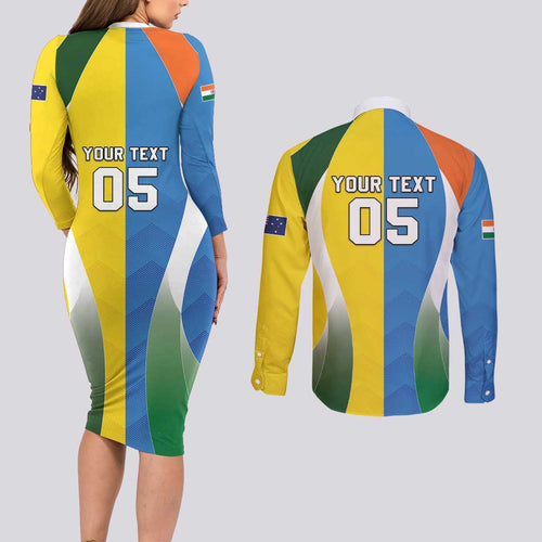 Custom India Vs Australia Cricket Couples Matching Long Sleeve Bodycon Dress and Long Sleeve Button Shirt Final Matchup - Aussie Hoodie