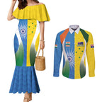Custom India Vs Australia Cricket Couples Matching Mermaid Dress and Long Sleeve Button Shirt Final Matchup - Aussie Hoodie