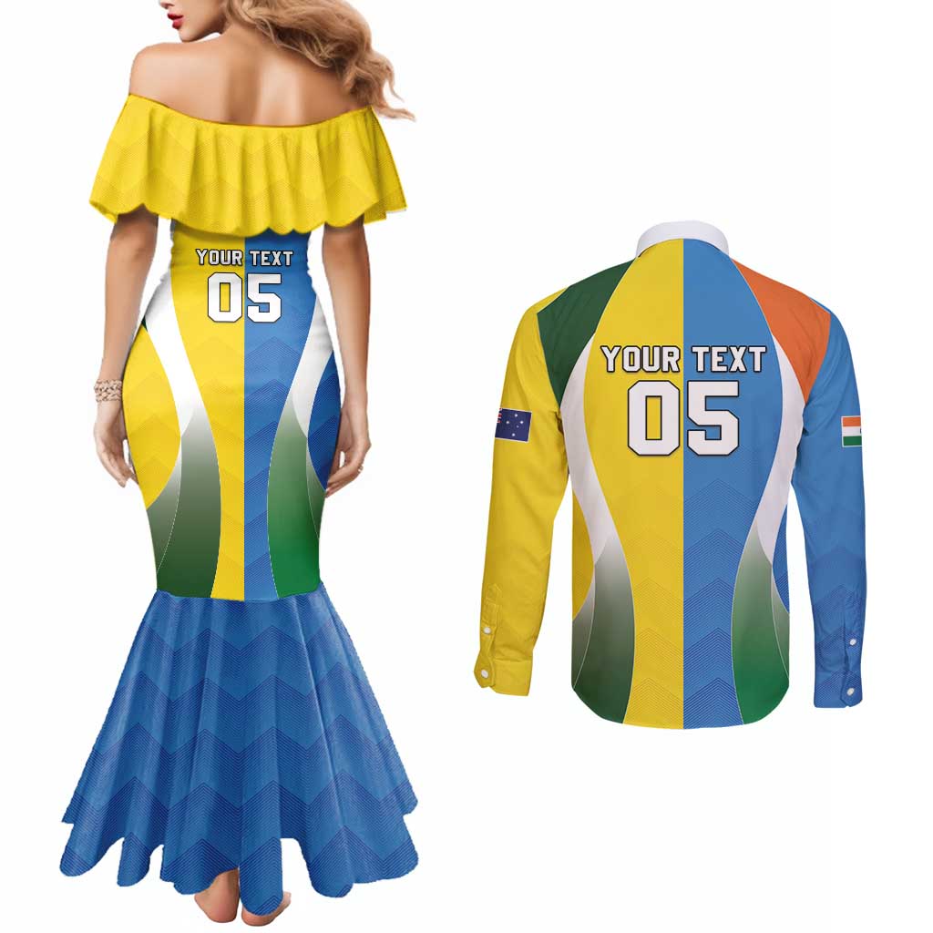 Custom India Vs Australia Cricket Couples Matching Mermaid Dress and Long Sleeve Button Shirt Final Matchup - Aussie Hoodie