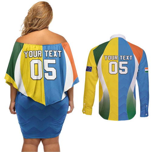 Custom India Vs Australia Cricket Couples Matching Off Shoulder Short Dress and Long Sleeve Button Shirt Final Matchup - Aussie Hoodie