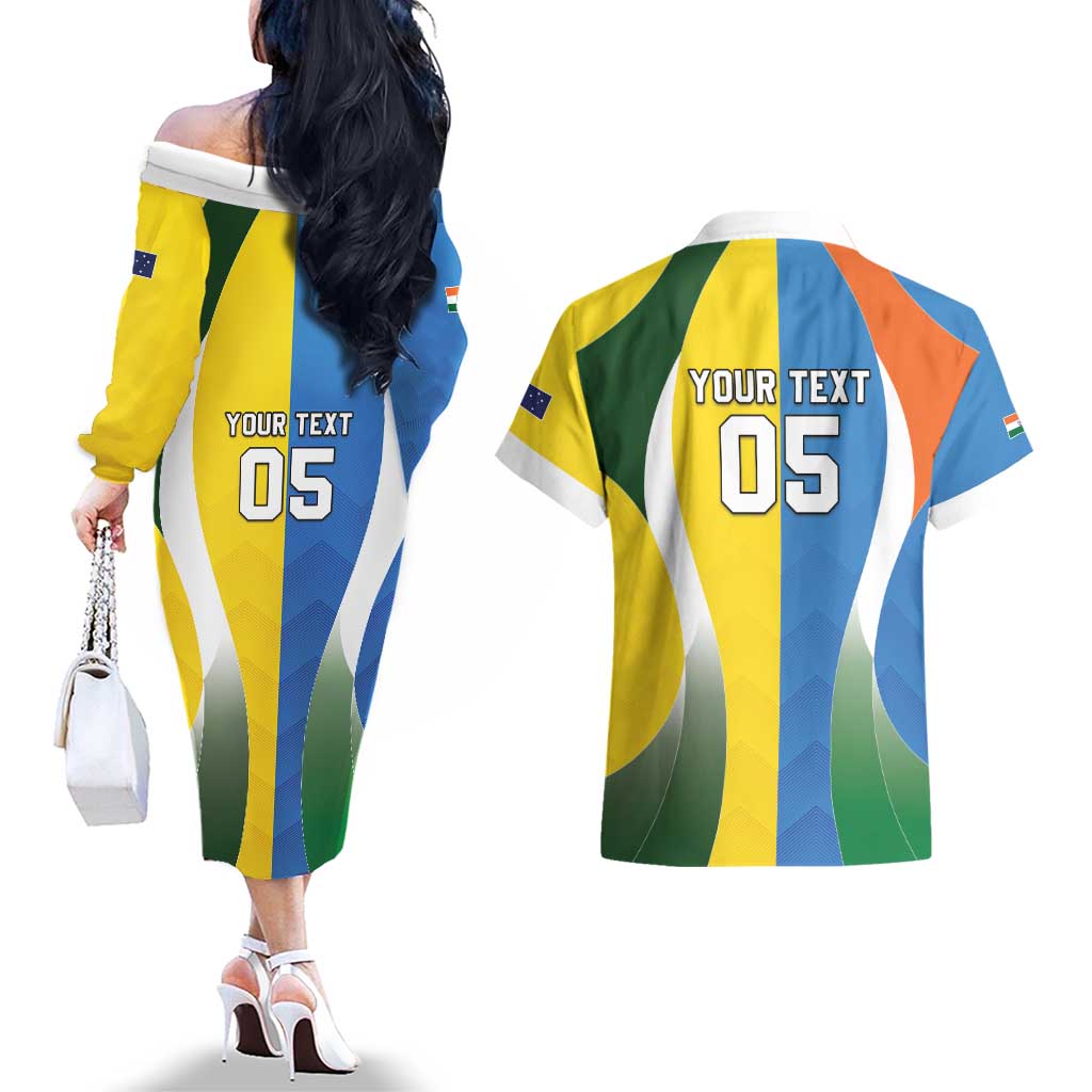 Custom India Vs Australia Cricket Couples Matching Off The Shoulder Long Sleeve Dress and Hawaiian Shirt Final Matchup - Aussie Hoodie
