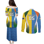 Custom India Vs Australia Cricket Couples Matching Puletasi and Long Sleeve Button Shirt Final Matchup - Aussie Hoodie