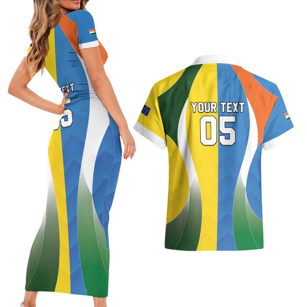 Custom India Vs Australia Cricket Couples Matching Short Sleeve Bodycon Dress and Hawaiian Shirt Final Matchup - Aussie Hoodie