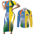 Custom India Vs Australia Cricket Couples Matching Short Sleeve Bodycon Dress and Long Sleeve Button Shirt Final Matchup - Aussie Hoodie