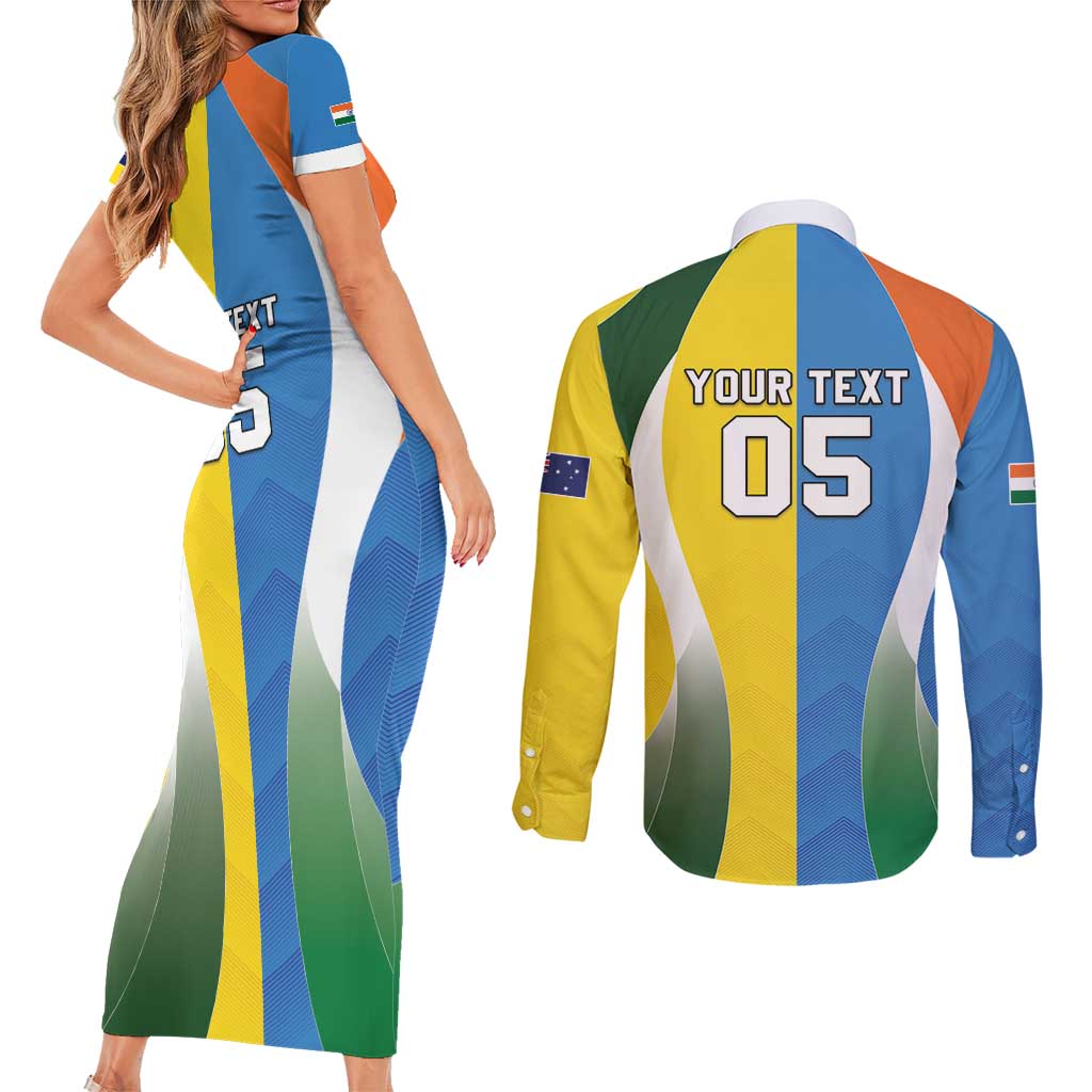 Custom India Vs Australia Cricket Couples Matching Short Sleeve Bodycon Dress and Long Sleeve Button Shirt Final Matchup - Aussie Hoodie