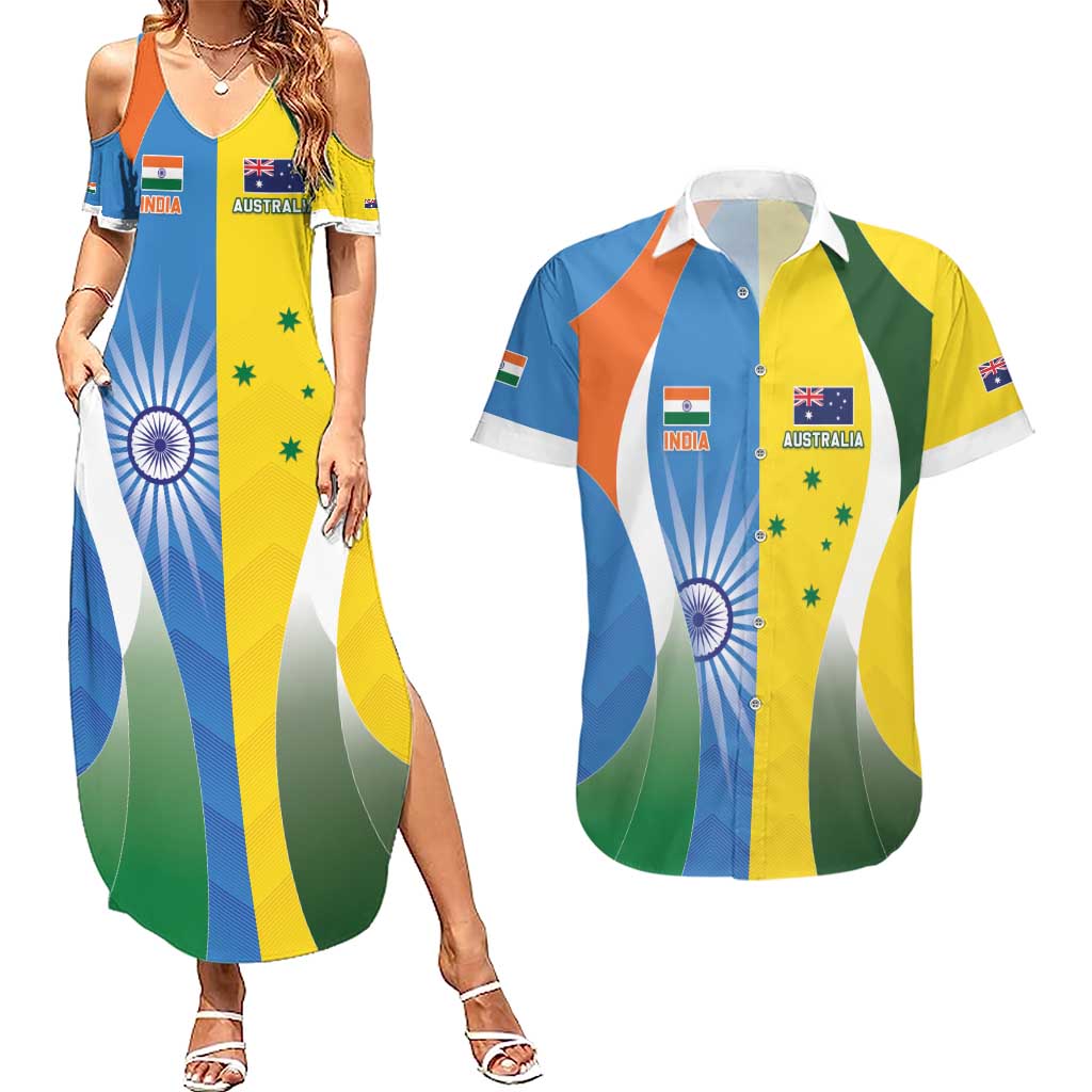 Custom India Vs Australia Cricket Couples Matching Summer Maxi Dress and Hawaiian Shirt Final Matchup - Aussie Hoodie