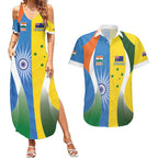 Custom India Vs Australia Cricket Couples Matching Summer Maxi Dress and Hawaiian Shirt Final Matchup - Aussie Hoodie