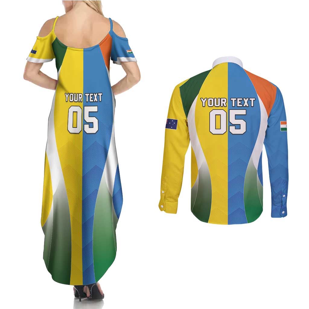 Custom India Vs Australia Cricket Couples Matching Summer Maxi Dress and Long Sleeve Button Shirt Final Matchup - Aussie Hoodie