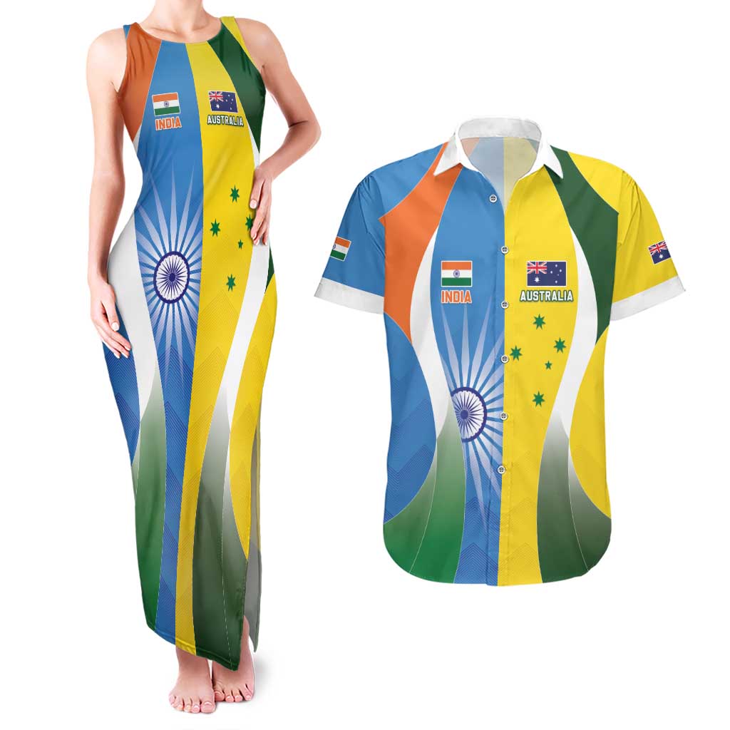 Custom India Vs Australia Cricket Couples Matching Tank Maxi Dress and Hawaiian Shirt Final Matchup - Aussie Hoodie