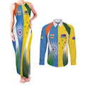 Custom India Vs Australia Cricket Couples Matching Tank Maxi Dress and Long Sleeve Button Shirt Final Matchup - Aussie Hoodie