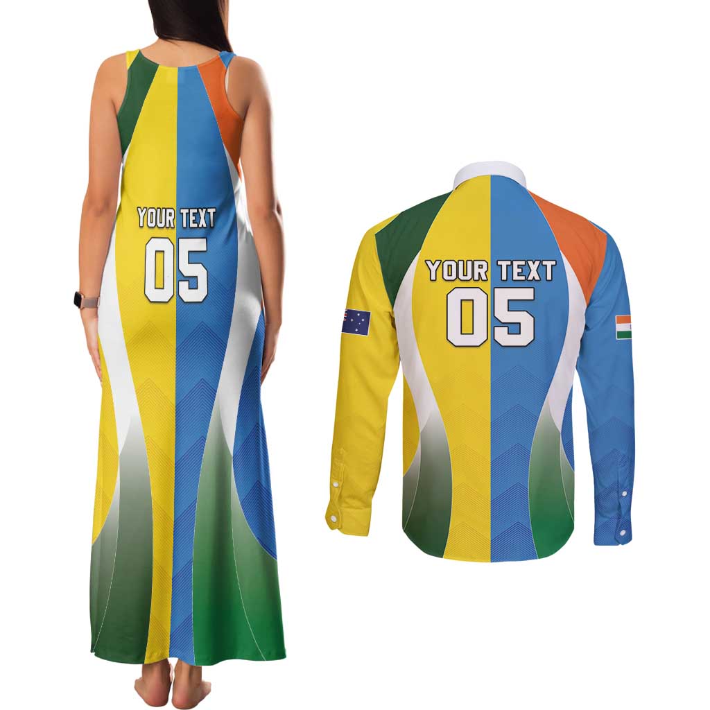 Custom India Vs Australia Cricket Couples Matching Tank Maxi Dress and Long Sleeve Button Shirt Final Matchup - Aussie Hoodie