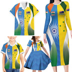 Custom India Vs Australia Cricket Family Matching Long Sleeve Bodycon Dress and Hawaiian Shirt Final Matchup - Aussie Hoodie