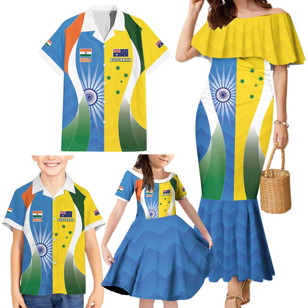 Custom India Vs Australia Cricket Family Matching Mermaid Dress and Hawaiian Shirt Final Matchup - Aussie Hoodie