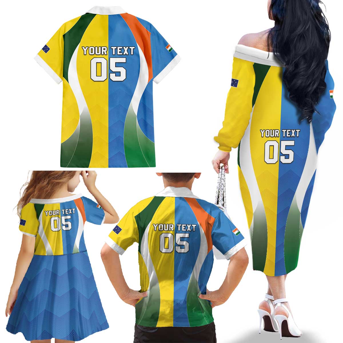 Custom India Vs Australia Cricket Family Matching Off The Shoulder Long Sleeve Dress and Hawaiian Shirt Final Matchup - Aussie Hoodie