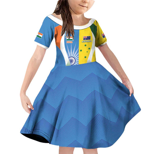 Custom India Vs Australia Cricket Family Matching Off Shoulder Short Dress and Hawaiian Shirt Final Matchup - Aussie Hoodie
