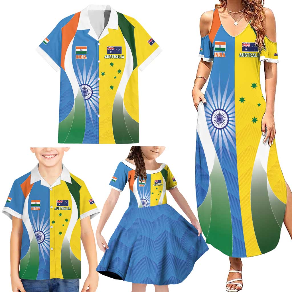 Custom India Vs Australia Cricket Family Matching Summer Maxi Dress and Hawaiian Shirt Final Matchup - Aussie Hoodie