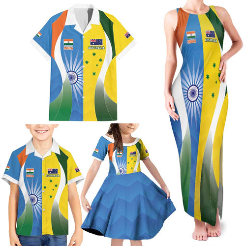 Custom India Vs Australia Cricket Family Matching Tank Maxi Dress and Hawaiian Shirt Final Matchup - Aussie Hoodie