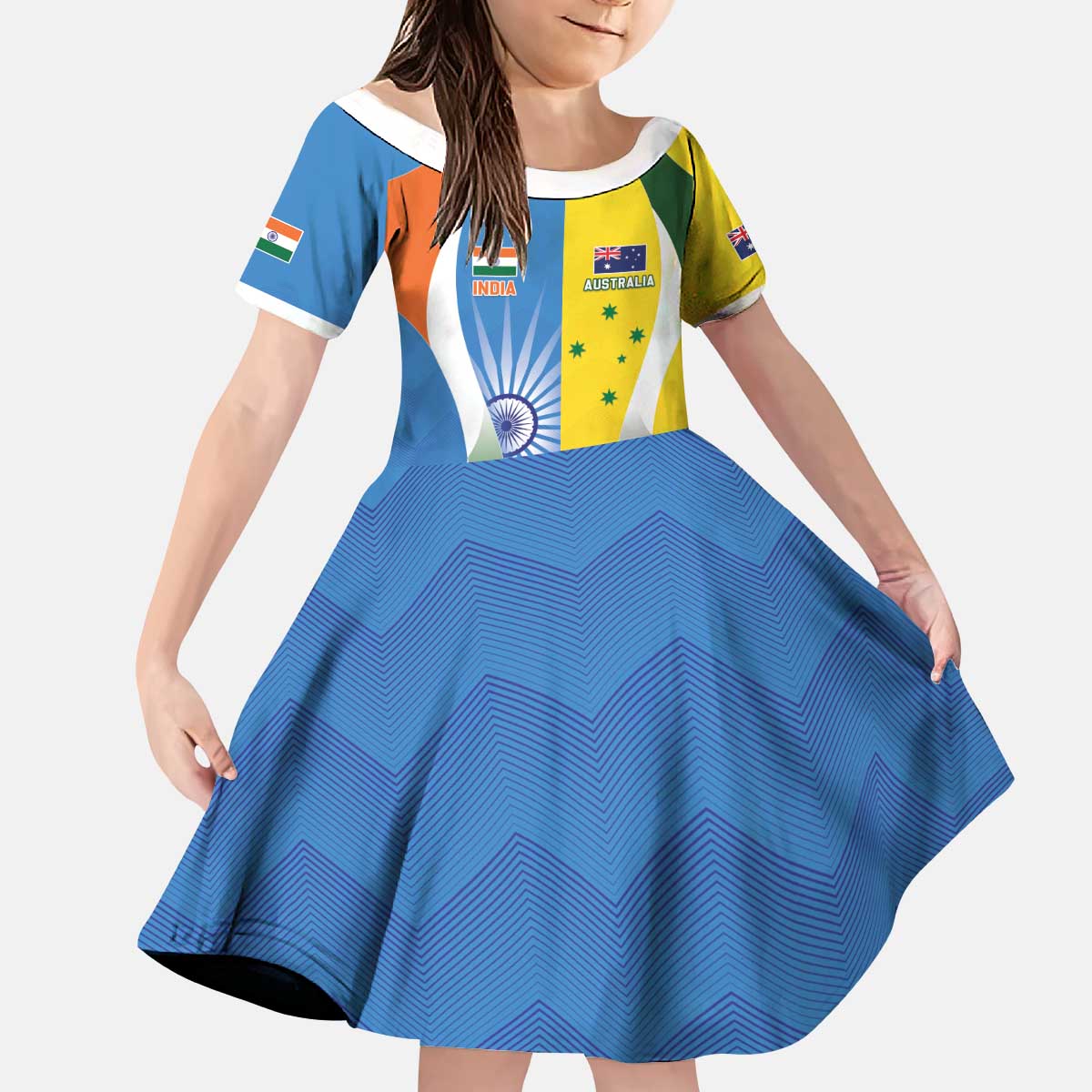 Custom India Vs Australia Cricket Kid Short Sleeve Dress Final Matchup - Aussie Hoodie