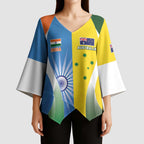 Custom India Vs Australia Cricket Kimono Sleeve Blouse Final Matchup - Aussie Hoodie