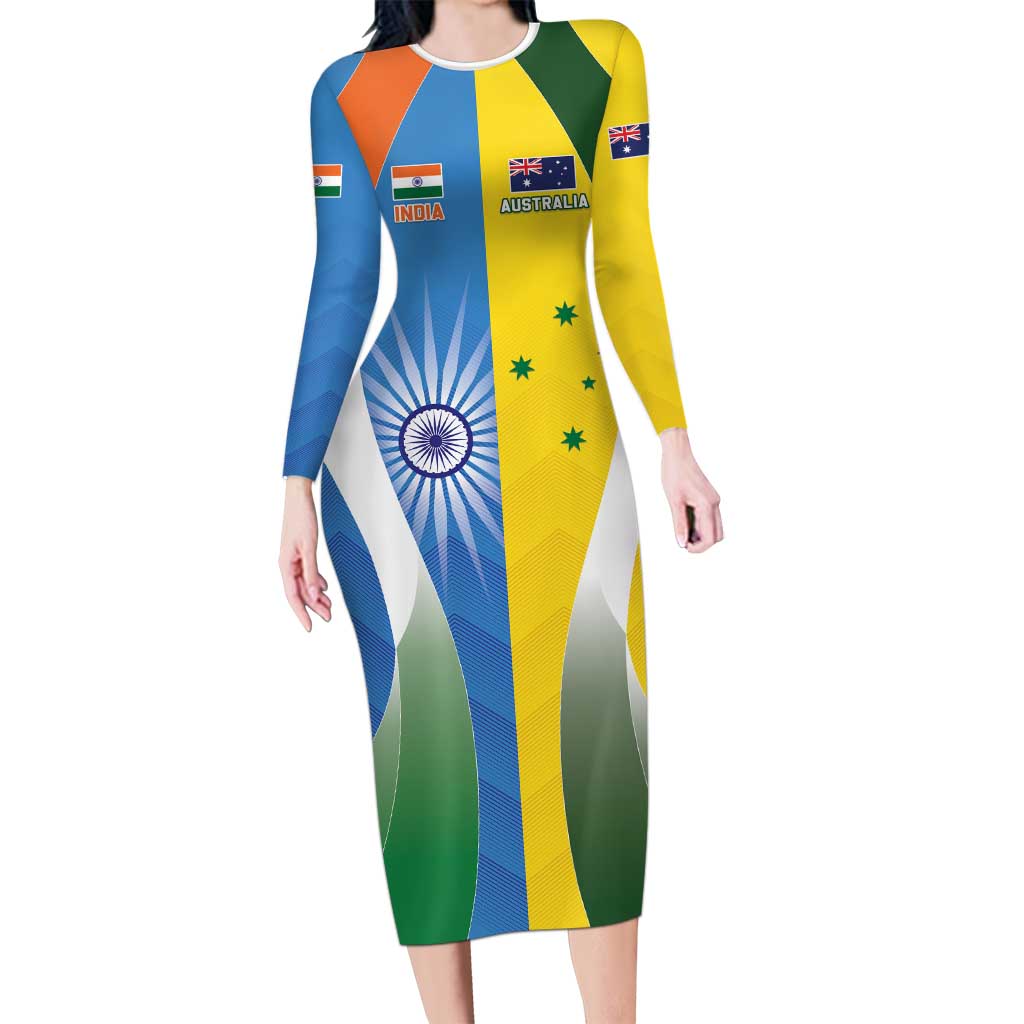 Custom India Vs Australia Cricket Long Sleeve Bodycon Dress Final Matchup - Aussie Hoodie