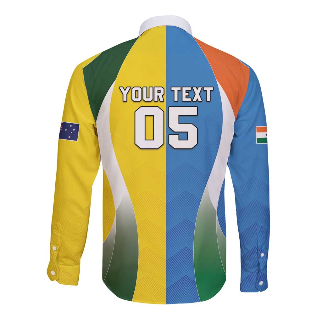 Custom India Vs Australia Cricket Long Sleeve Button Shirt Final Matchup - Aussie Hoodie